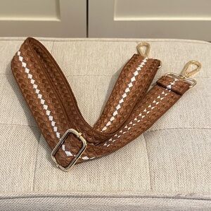 Brown and White Braided Guitar Purse Strap
